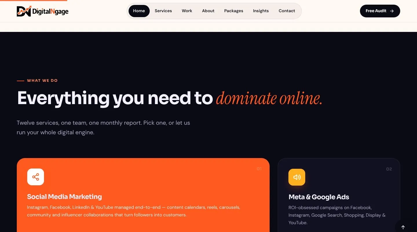 Services grid on the home page