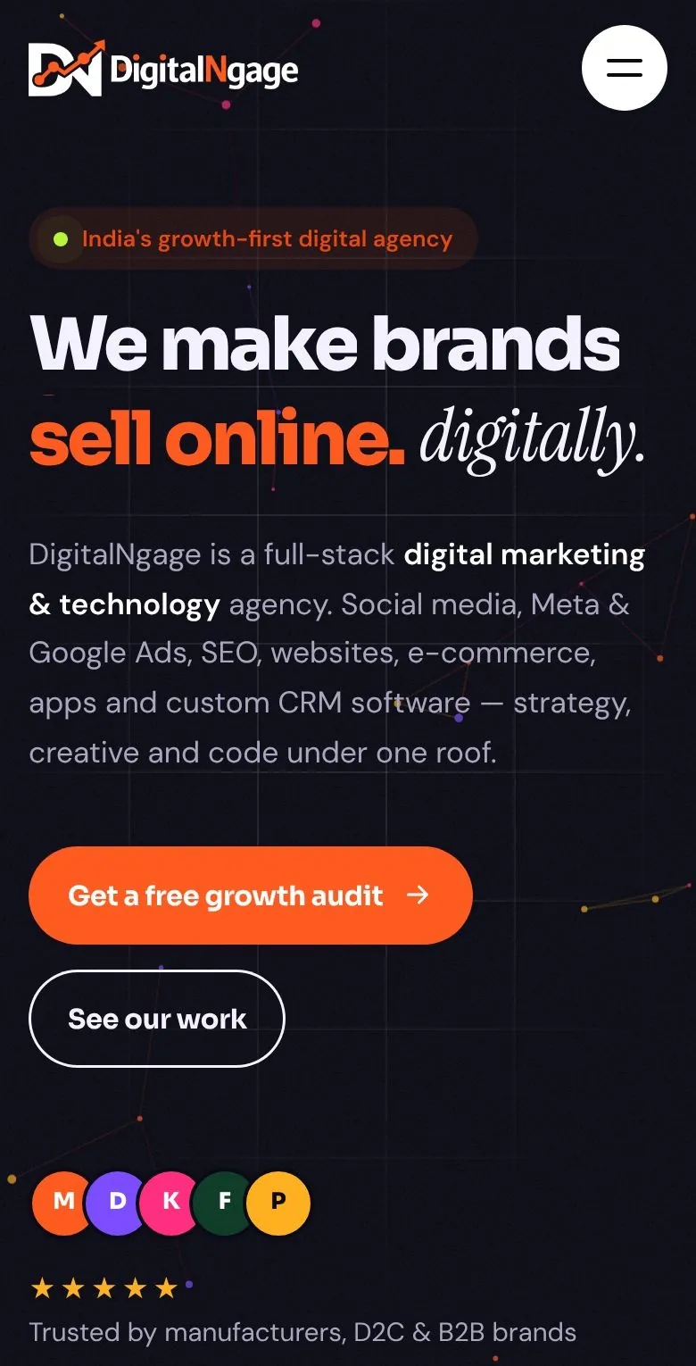 DigitalNgage home page on a phone