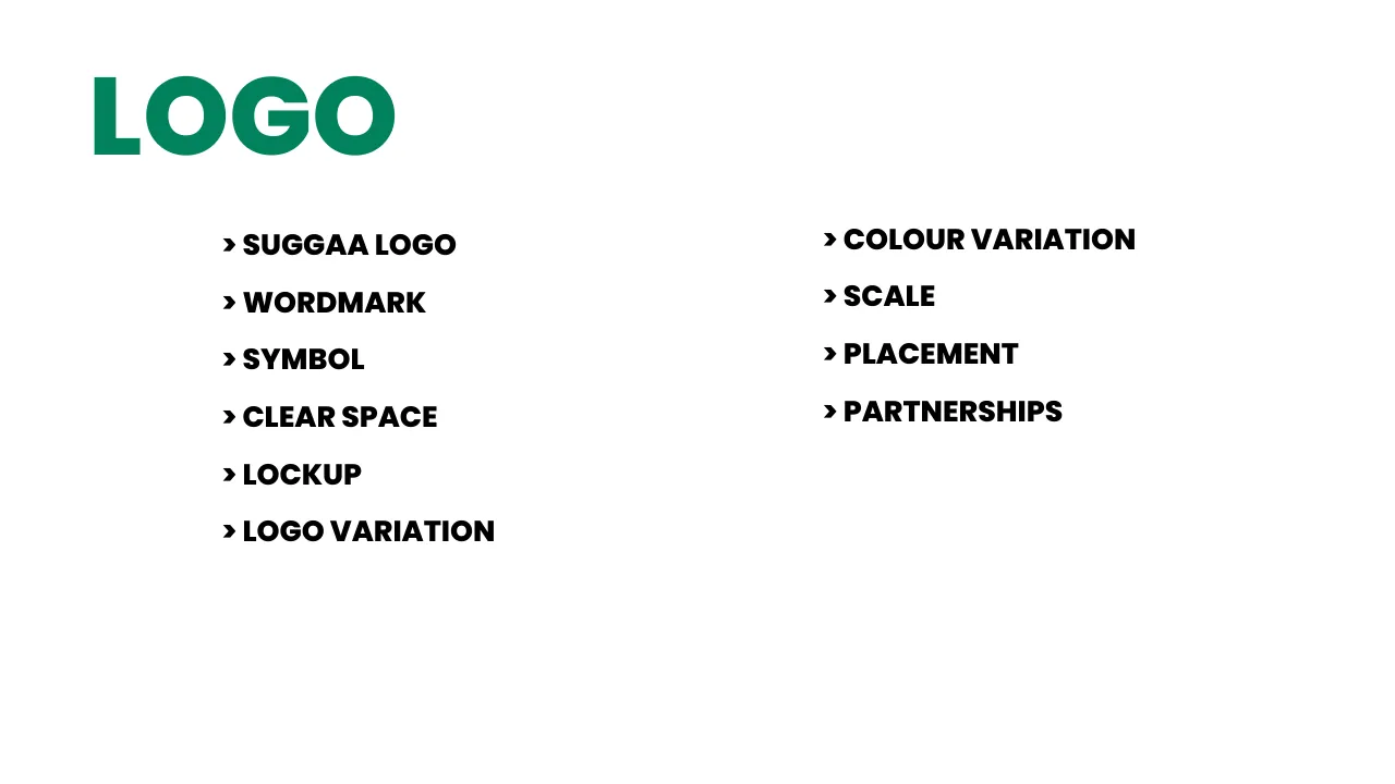 Suggaa brand guidelines page 4: Logo
