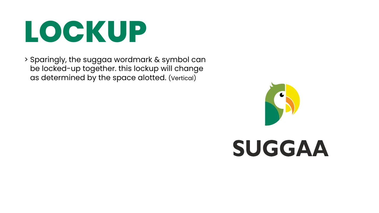 Suggaa brand guidelines page 15: Lockup