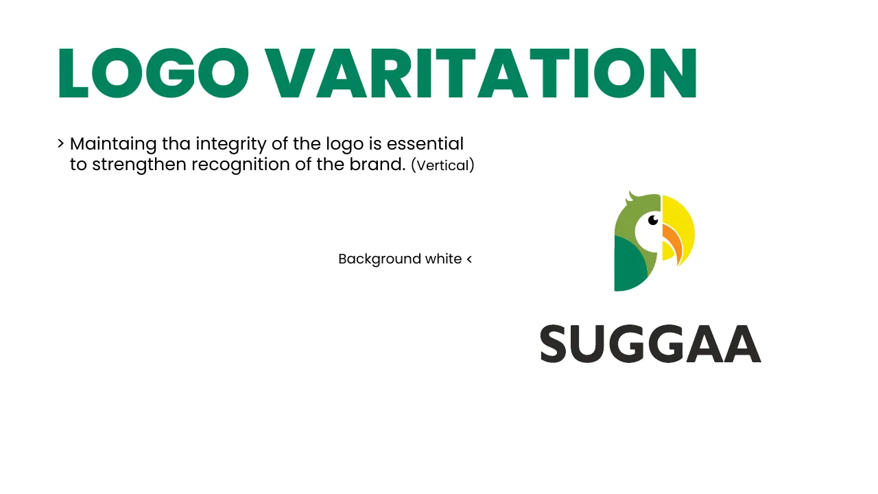 Suggaa brand guidelines page 17: Logo variation