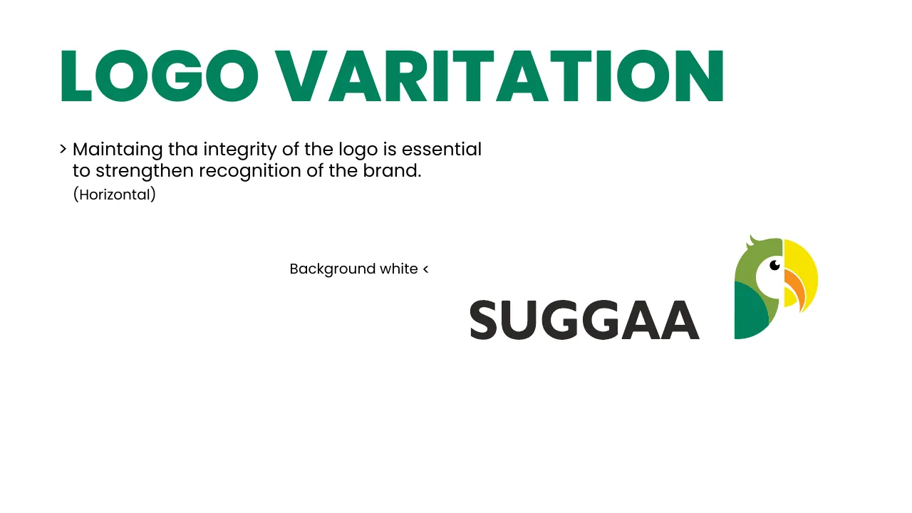 Suggaa brand guidelines page 18: Logo variation