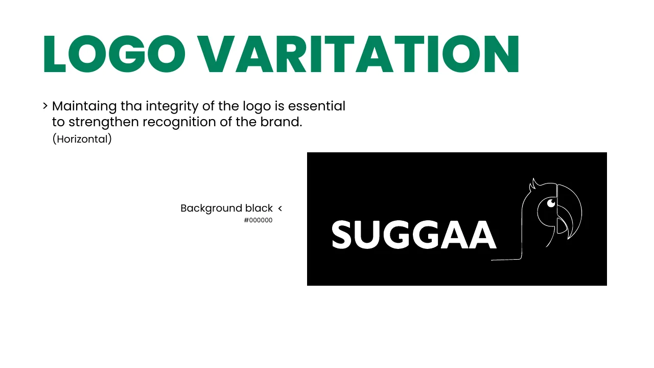 Suggaa brand guidelines page 21: Logo variation
