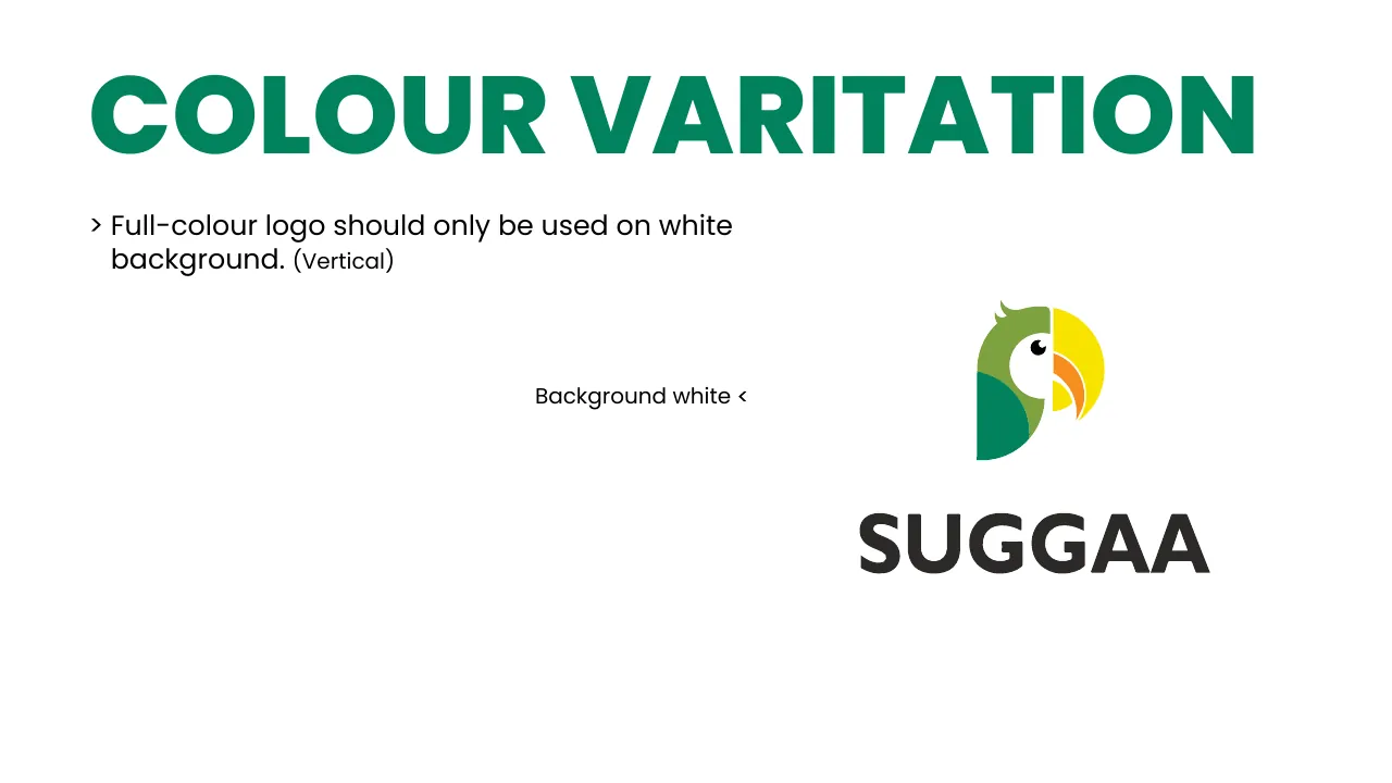 Suggaa brand guidelines page 24: Colour variation