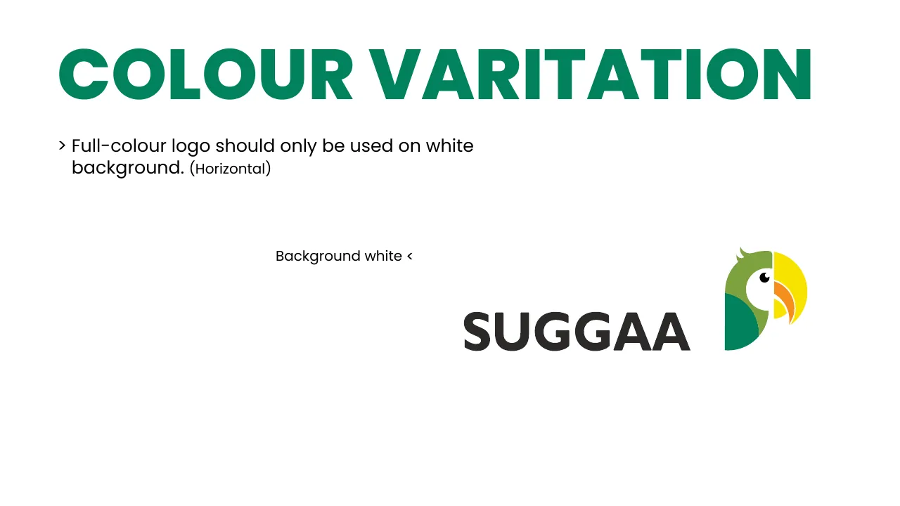 Suggaa brand guidelines page 25: Colour variation