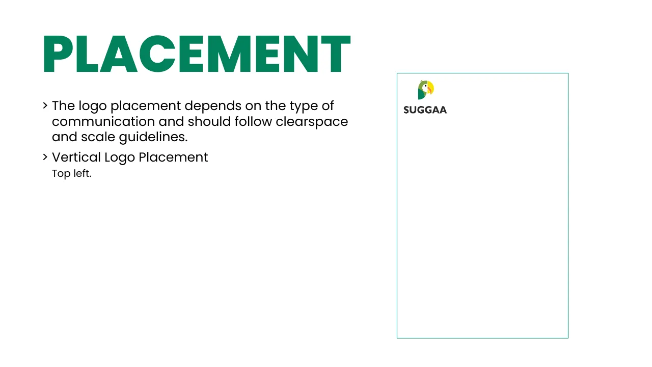 Suggaa brand guidelines page 30: Placement