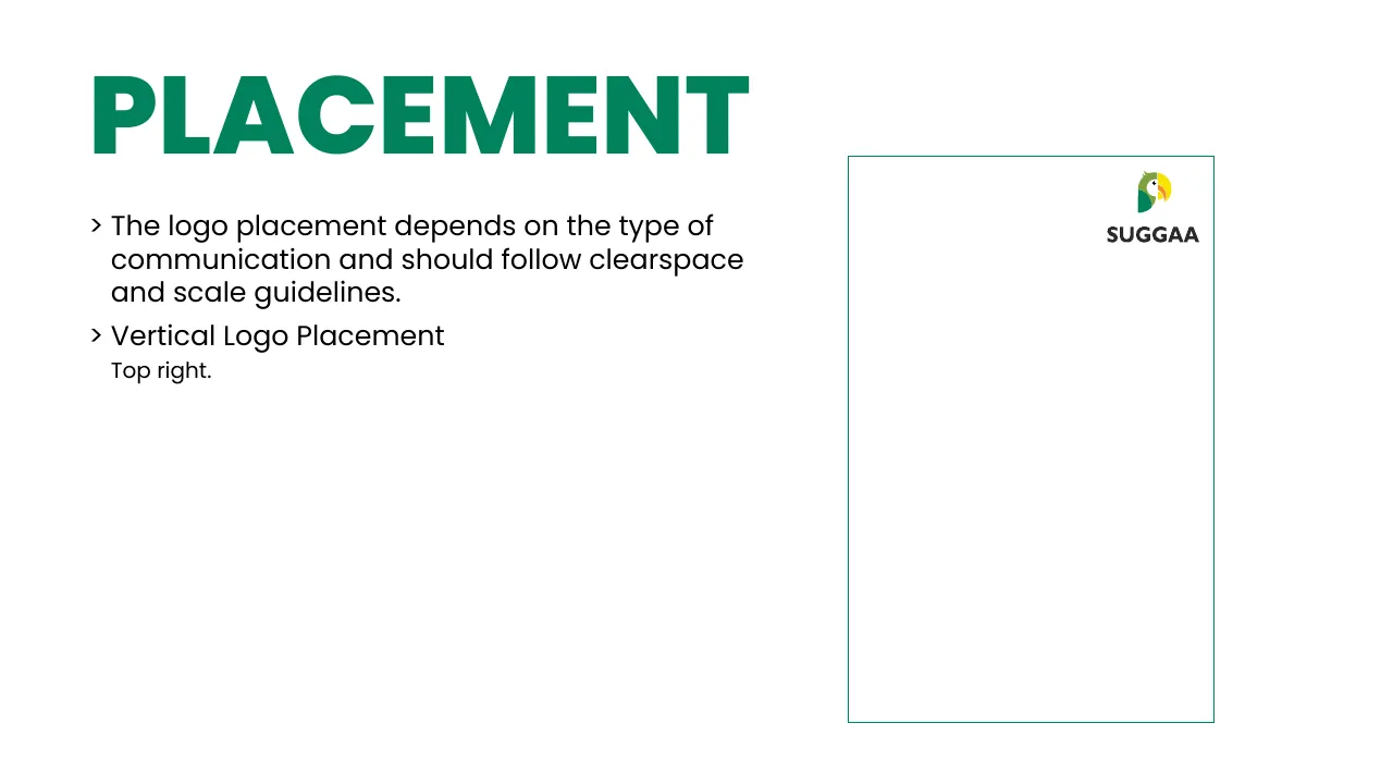 Suggaa brand guidelines page 31: Placement