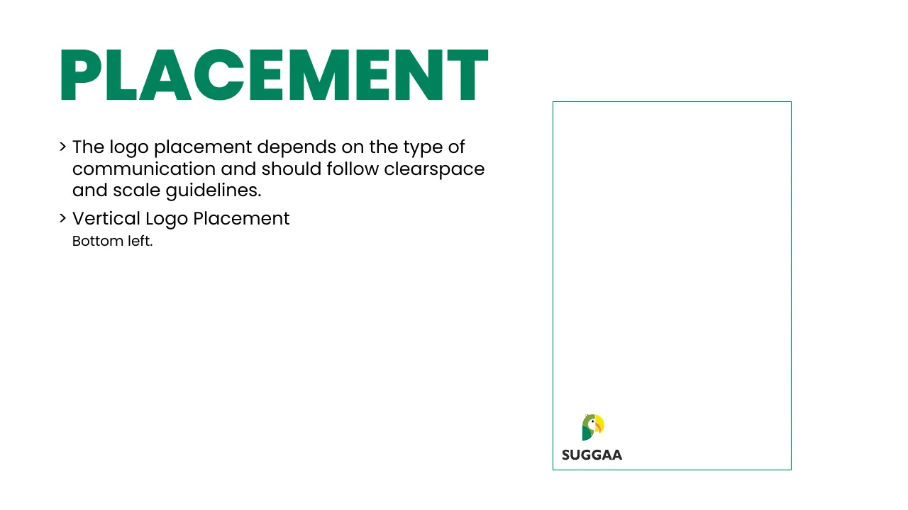 Suggaa brand guidelines page 32: Placement