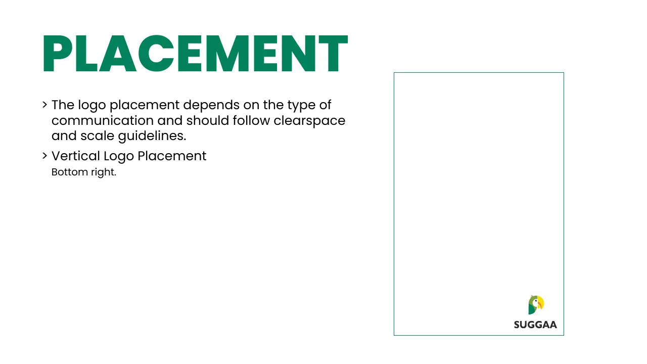 Suggaa brand guidelines page 33: Placement