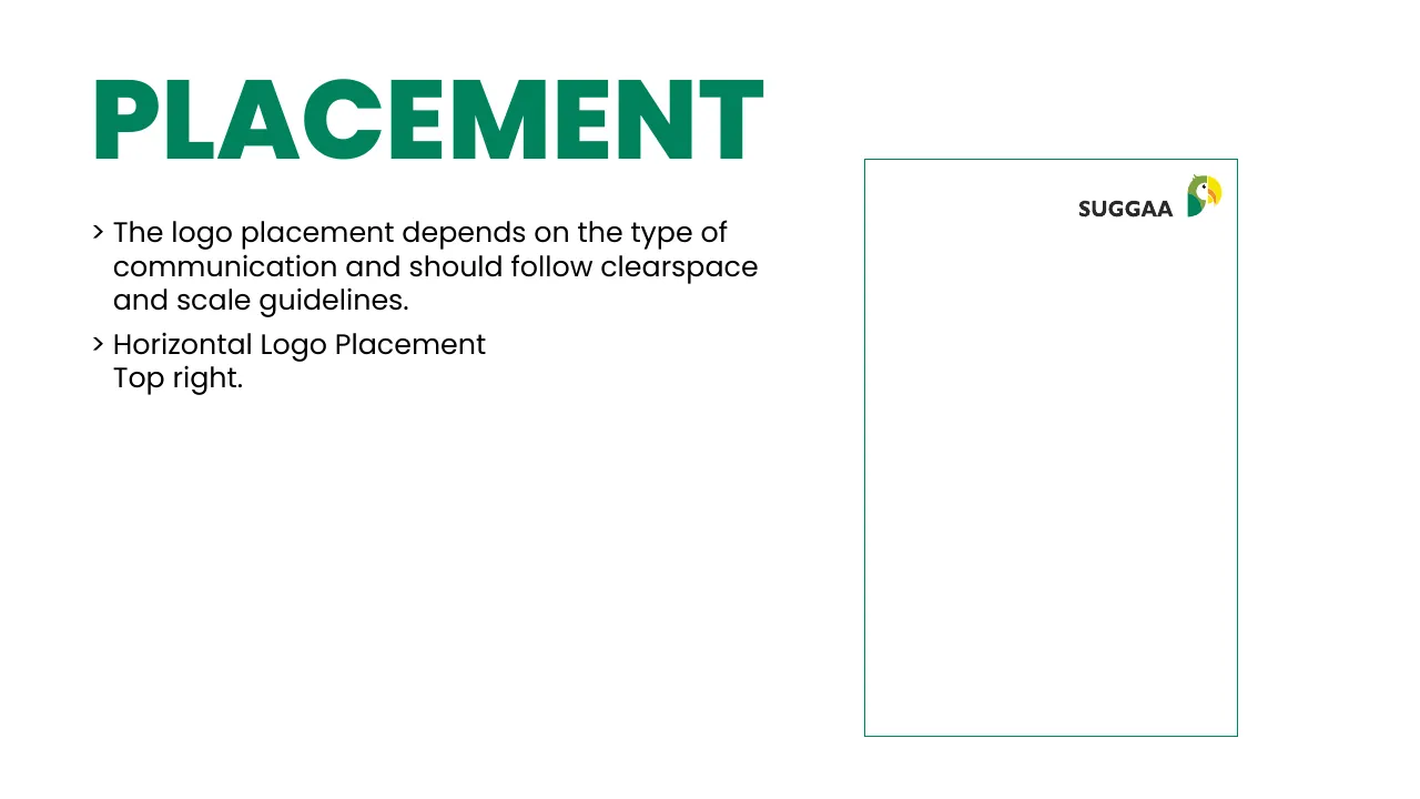 Suggaa brand guidelines page 35: Placement