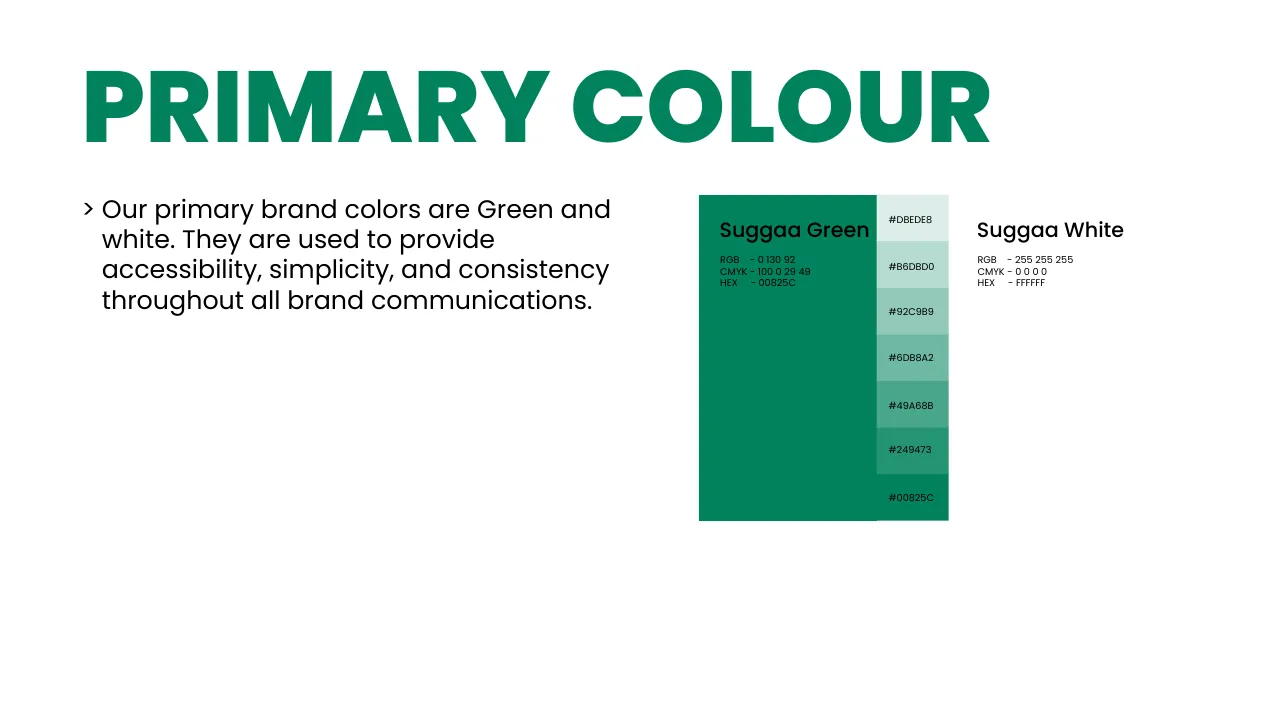 Suggaa brand guidelines page 41: Primary colour