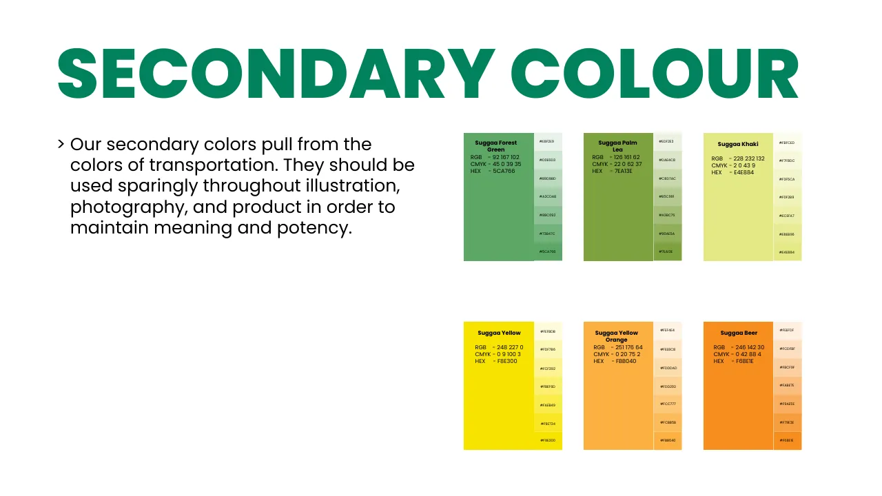 Suggaa brand guidelines page 42: Secondary colour