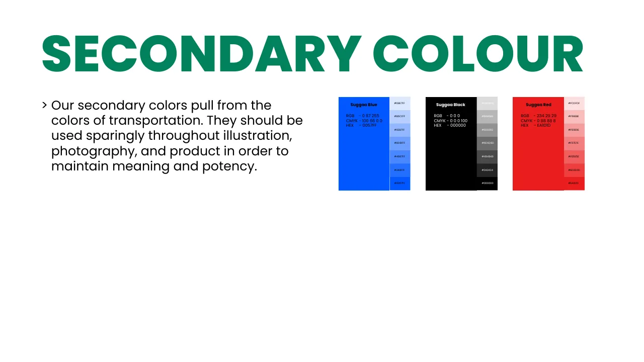 Suggaa brand guidelines page 43: Secondary colour