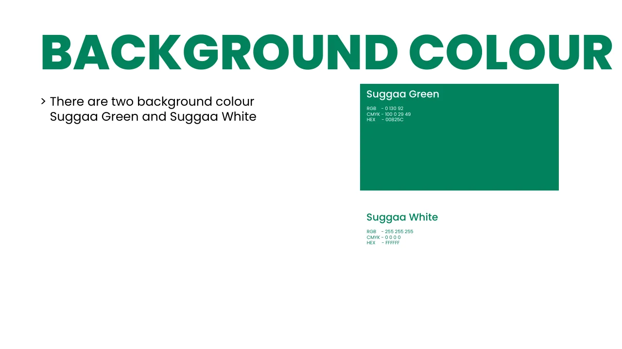 Suggaa brand guidelines page 50: Background colour