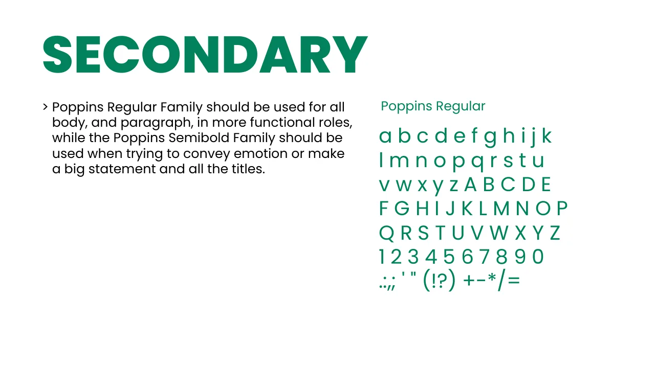 Suggaa brand guidelines page 52: Secondary typeface