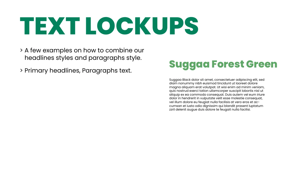 Suggaa brand guidelines page 57: Text lockups