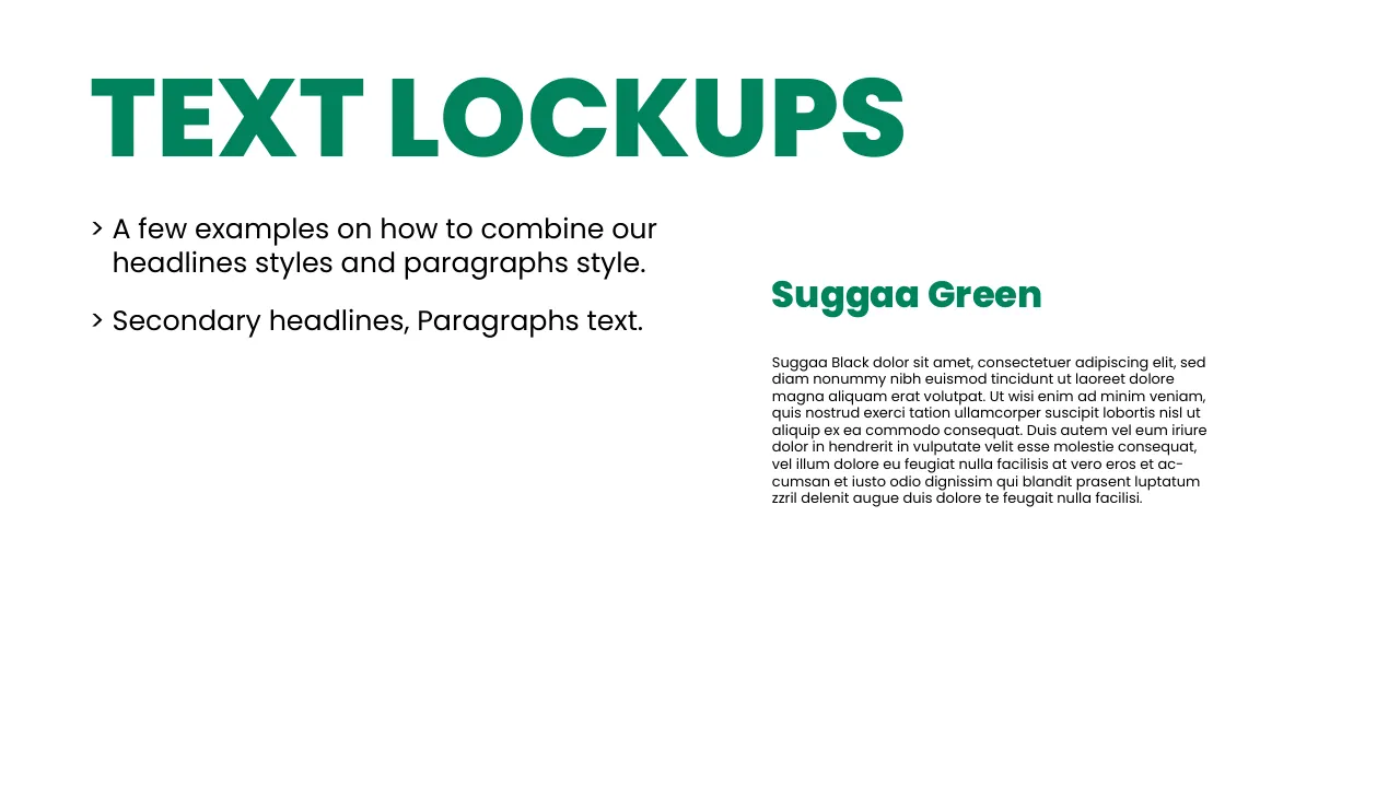 Suggaa brand guidelines page 58: Text lockups
