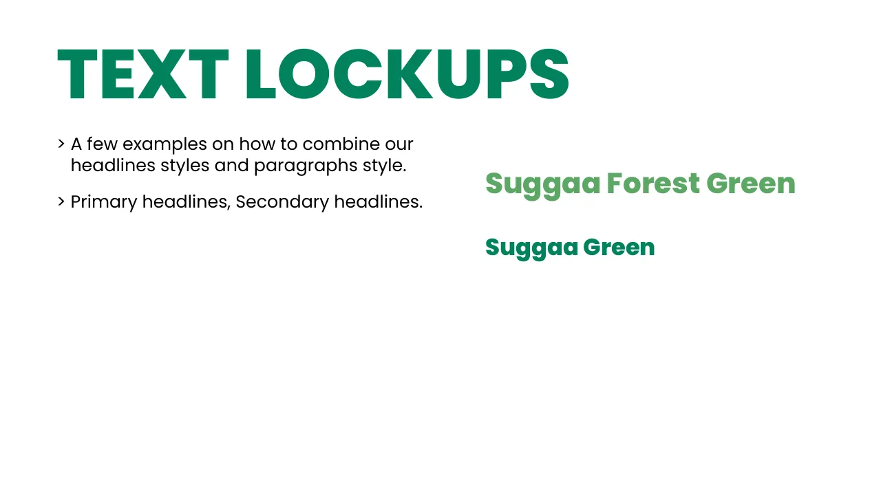 Suggaa brand guidelines page 59: Text lockups
