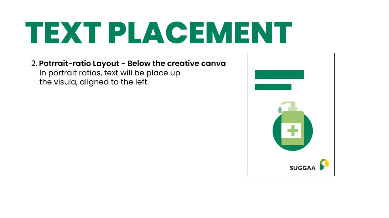 Suggaa brand guidelines page 61: Text placement
