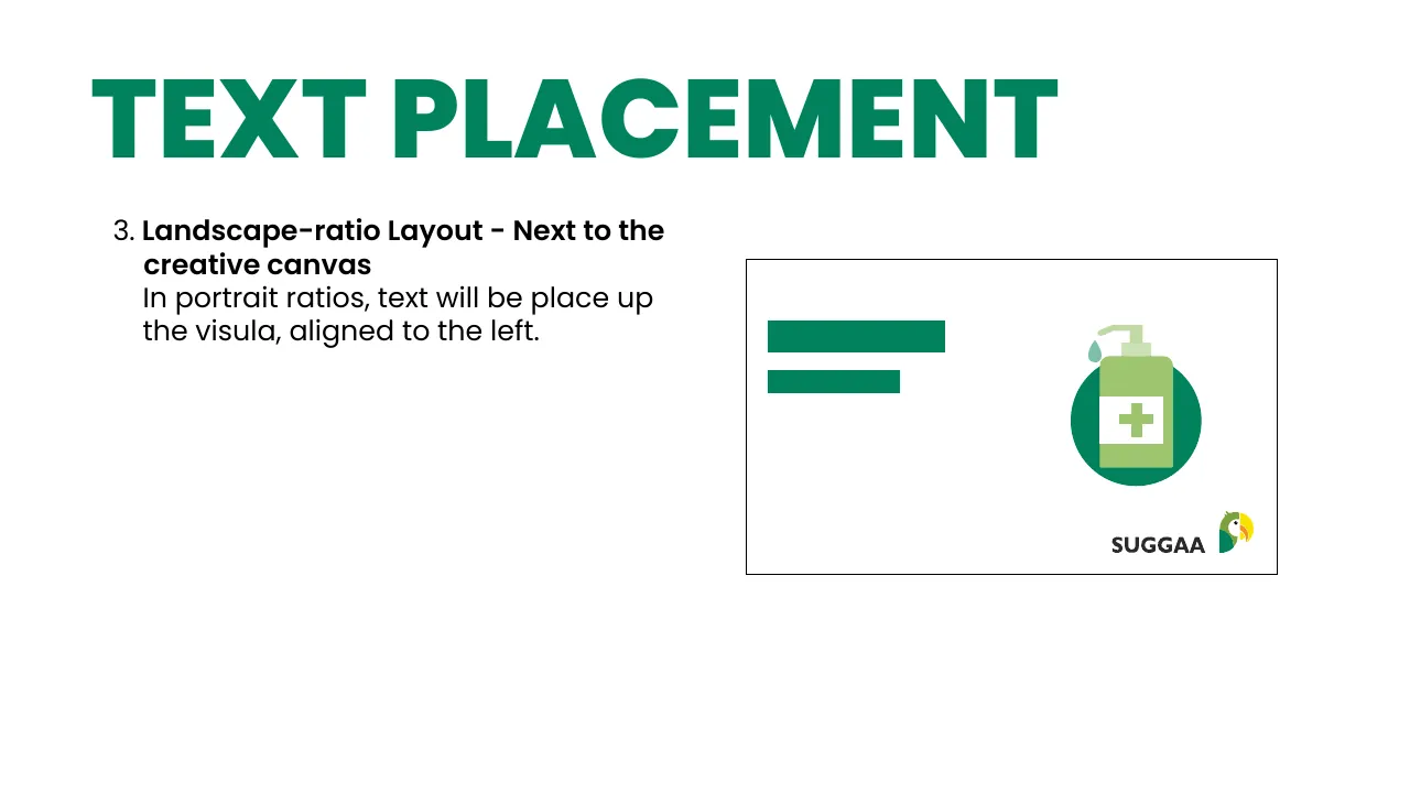 Suggaa brand guidelines page 62: Text placement