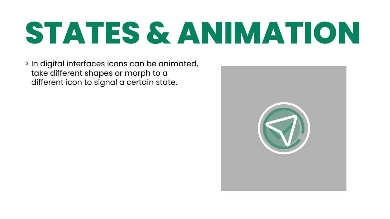 Suggaa brand guidelines page 77: Icon states & animation