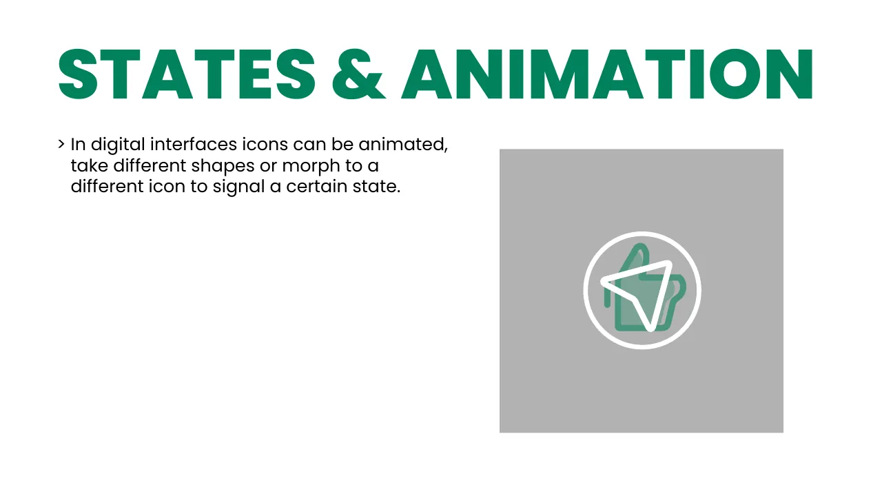 Suggaa brand guidelines page 78: Icon states & animation