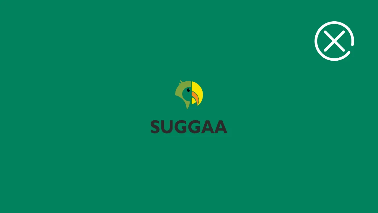 Logo placement example 2: Full-colour logo on Suggaa Green — the wordmark disappears