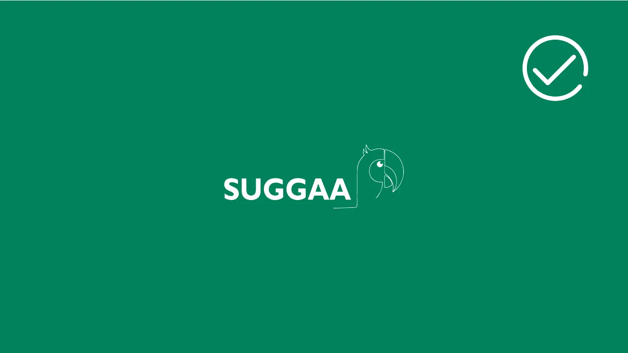 Logo placement example 6: White outline logo on Suggaa Green