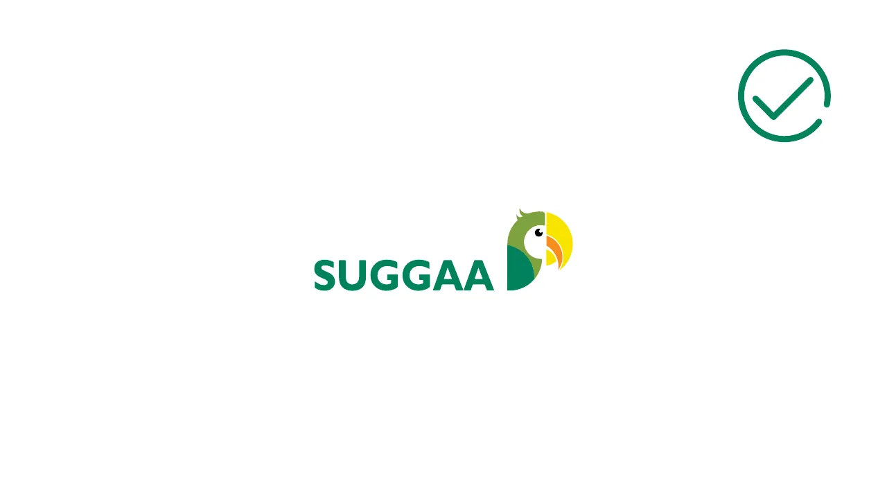 Logo placement example 8: Green wordmark with the colour symbol, on white